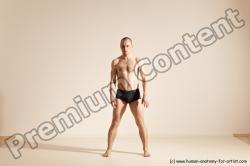 Underwear Gymnastic poses Man White Slim Bald Dancing Dynamic poses Academic